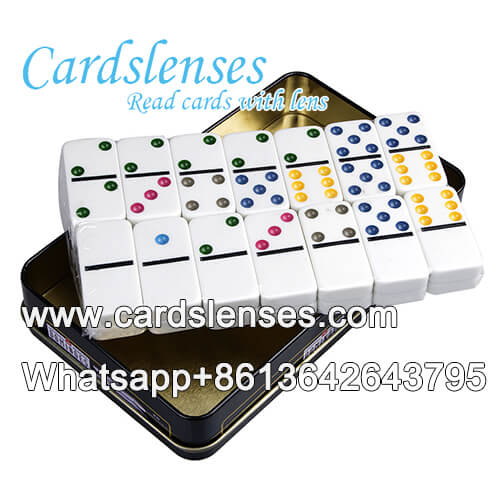 set of 28 double six color dots ultraviolet marked dominoes